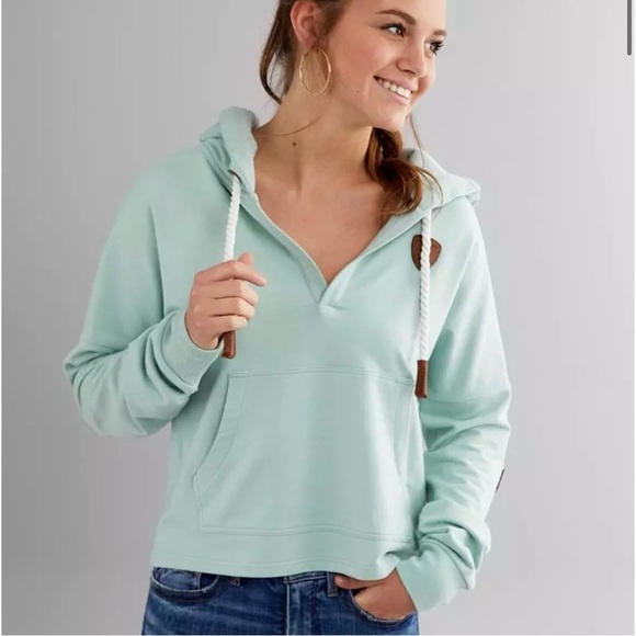 Wanakome Tops - Wanakome Etta hoodie crop womans size S split neck